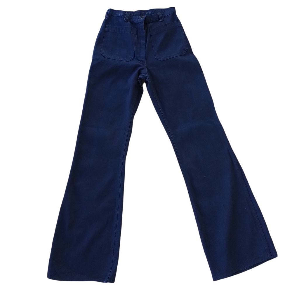 Vintage 70s Navy Issue High Waist Flare Blue Jeans